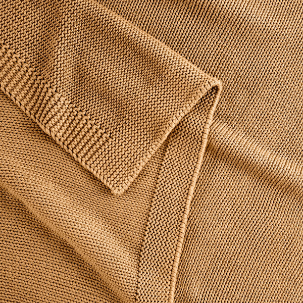 Detail Of Organic Cotton Chunky Knit Throw In Ochre