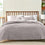 Organic Crinkle Matelasse Duvet Set In Warm Gray On Bed