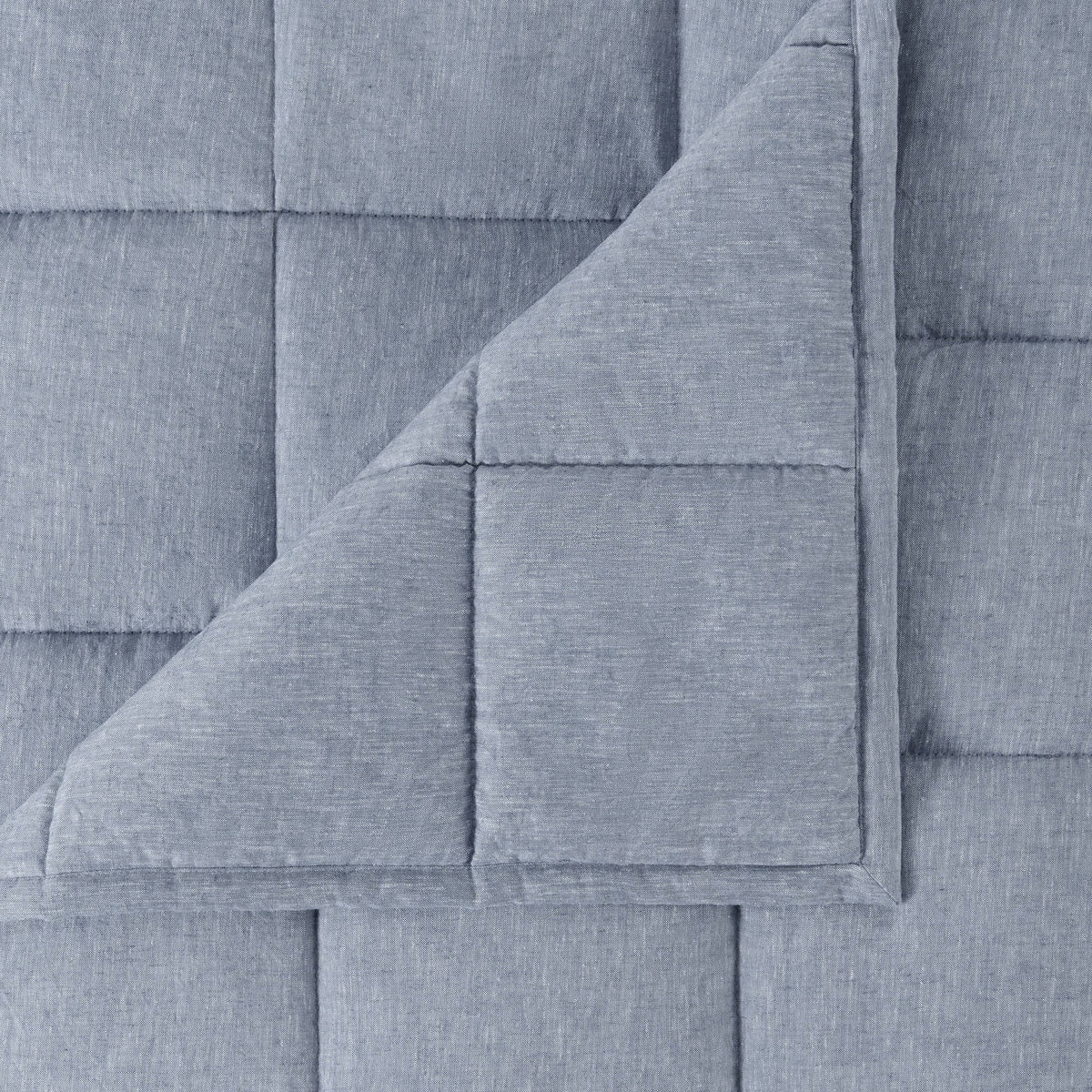 Texture Detail Of Linen Eucalyptus Quilt In Chambray