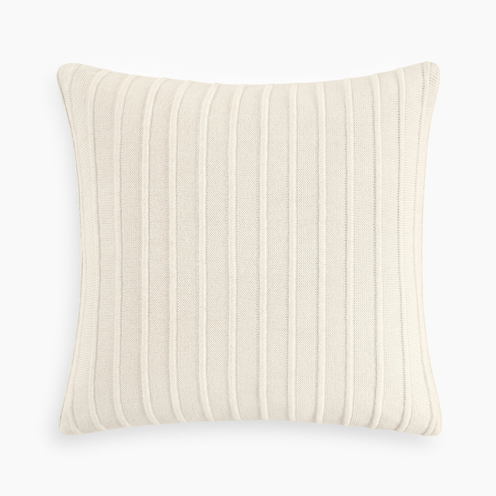 Organic Cotton Ribbed Knit Pillow Cover In Cream