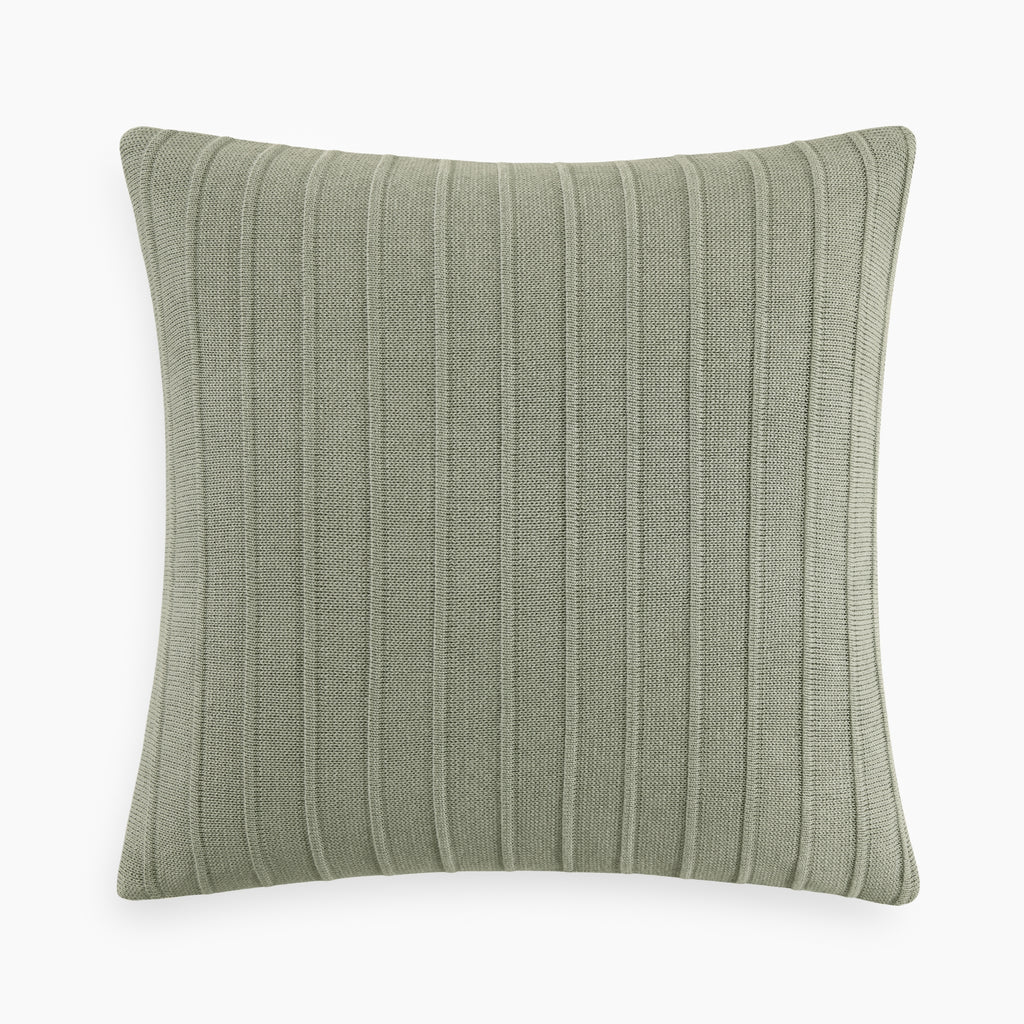 Organic Cotton Ribbed Knit Pillow Cover In Moss