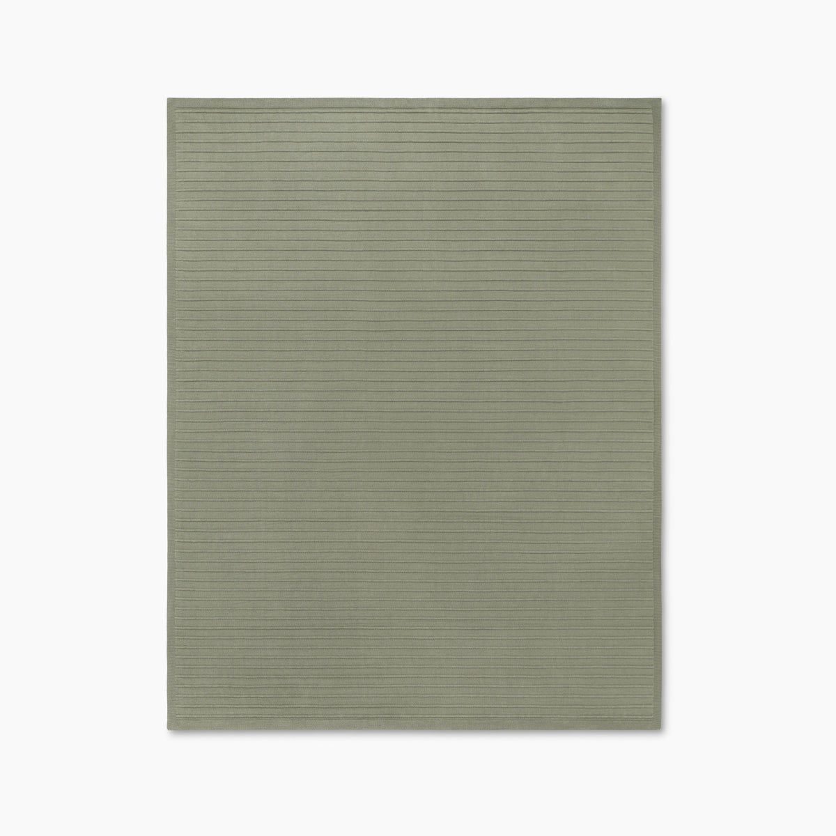 Organic Cotton Ribbed Knit Throw In Moss Laid Flat