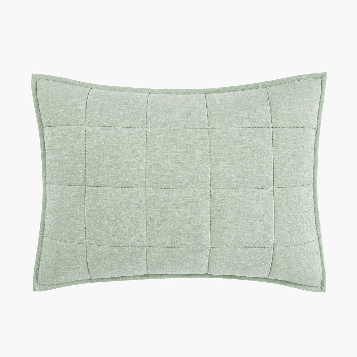 Texture Detail Of Linen Eucalyptus Sham In Pistachio