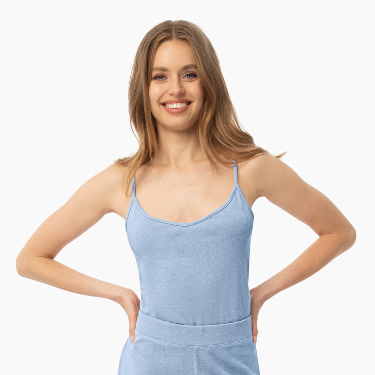 Front Of Organic Lounge Cami In Light Blue