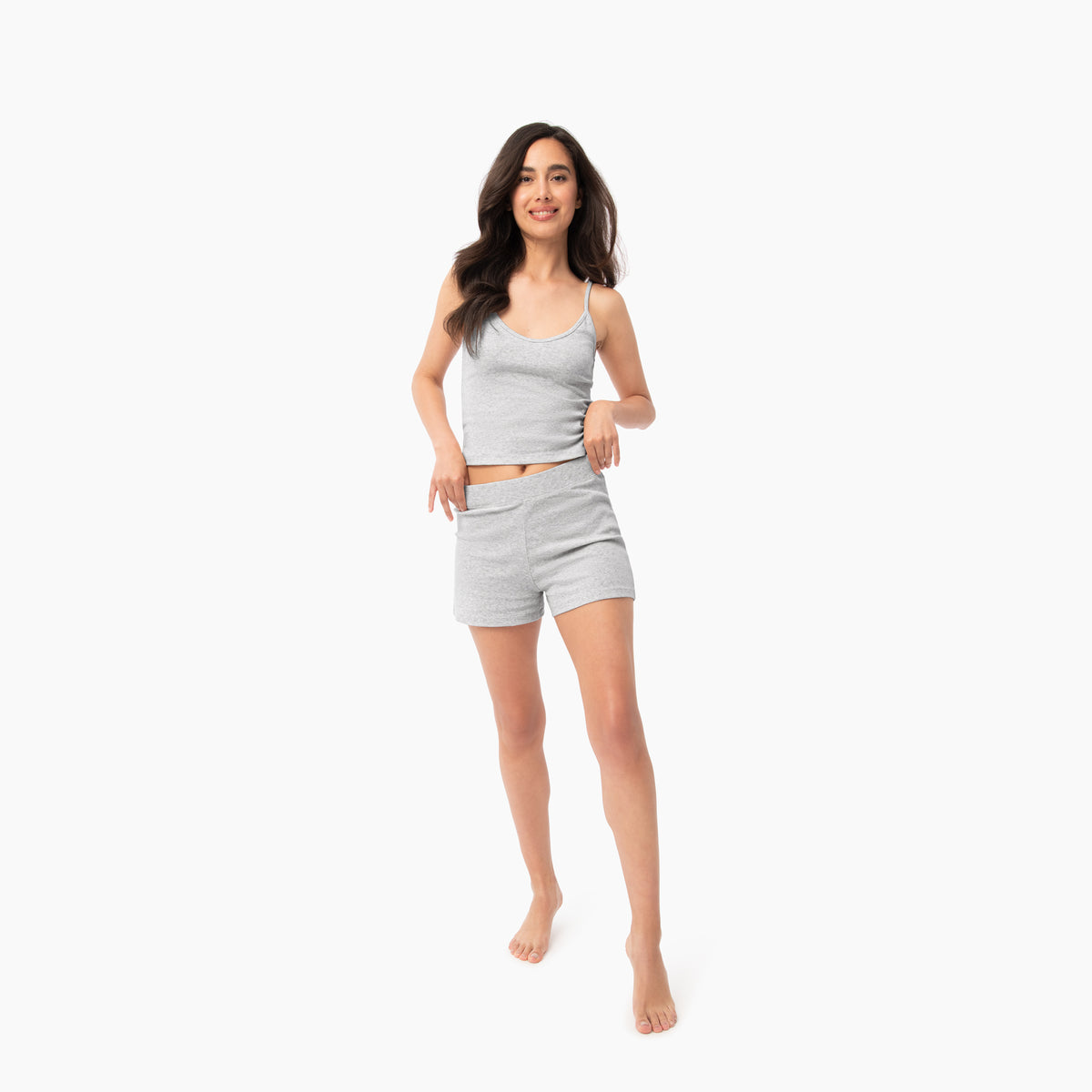 Organic Lounge Cami In Light Gray With Matching Short