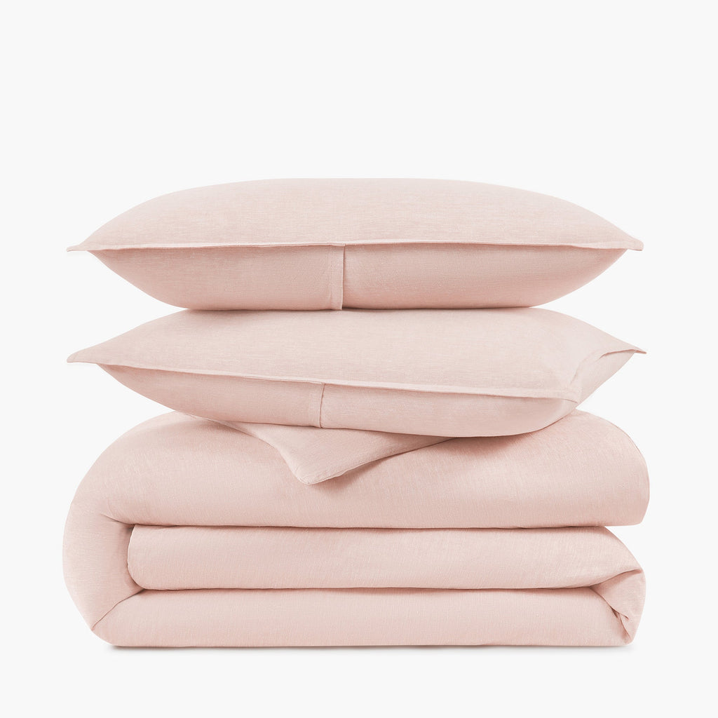 Linen Eucalyptus Duvet Set In Rose Dust