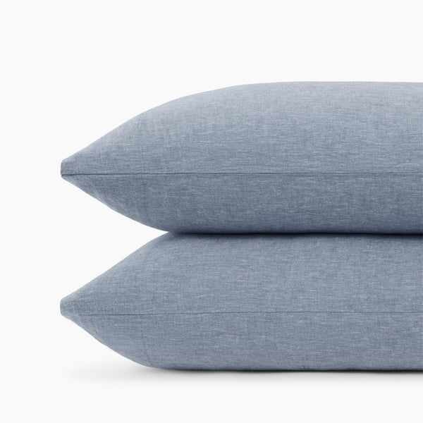 Fabric Detail Of Eucalyptus Pillowcase Set In Chambray