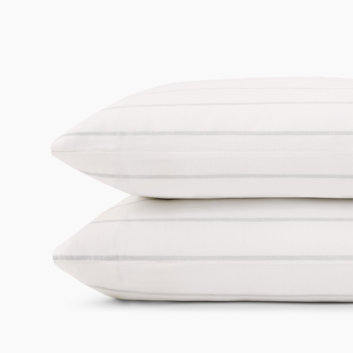 Fabric Detail Of Linen Eucalyptus Pillowcase Set In Glacier Stripe