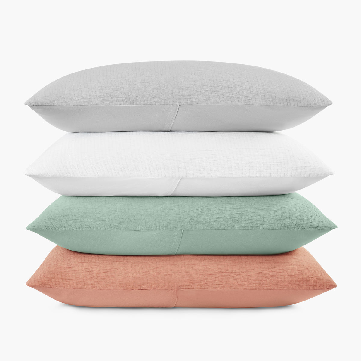 organic cotton crinkle matelasse light gray pillow shams