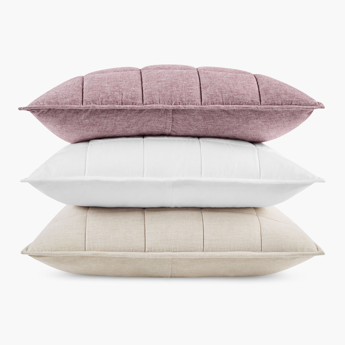 white linen eucalyptus box quilt pillow shams