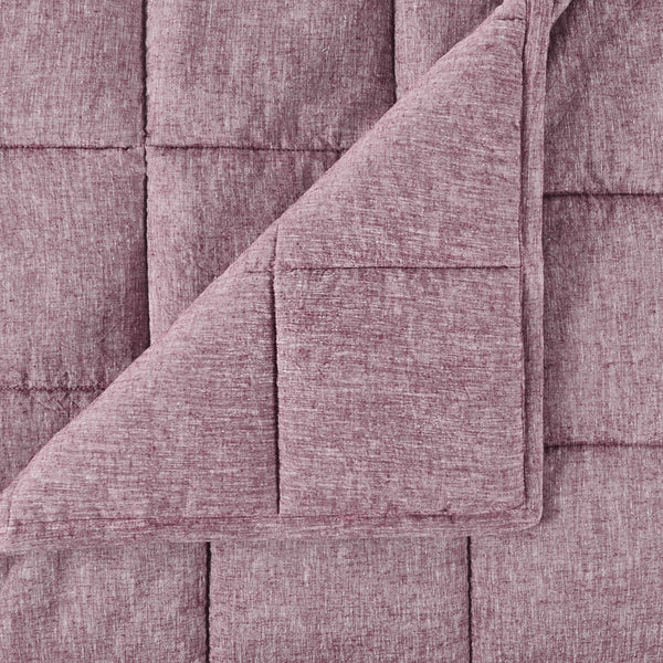 fig purple linen eucalyptus quilt blanket box stitch detail
