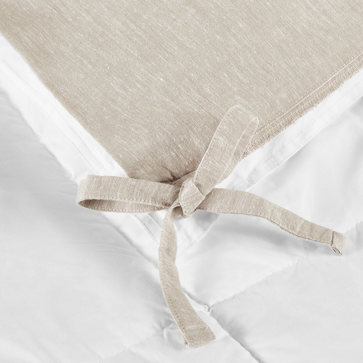 white linen eucalyptus duvet cover tie detail