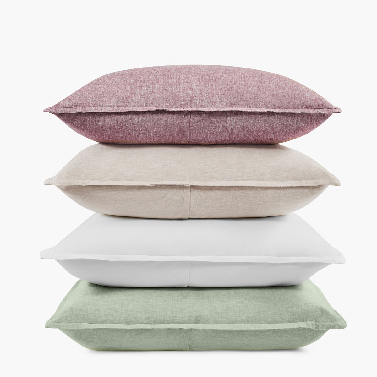 pistachio green linen eucalyptus pillow shams