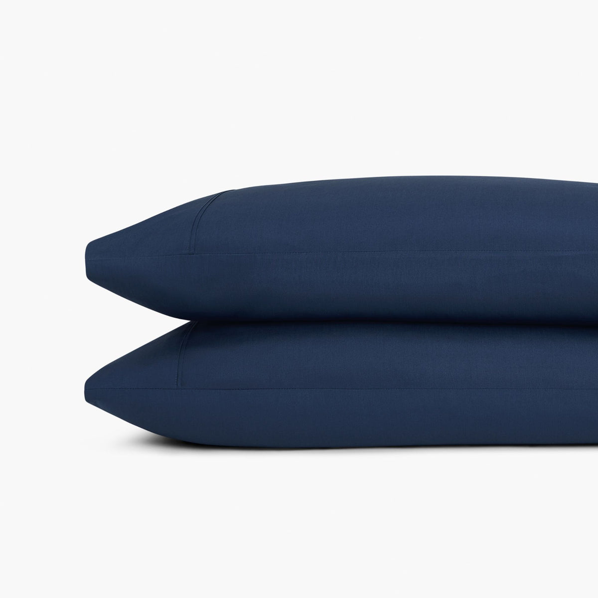organic cotton percale pillowcase set deep sea blue detail
