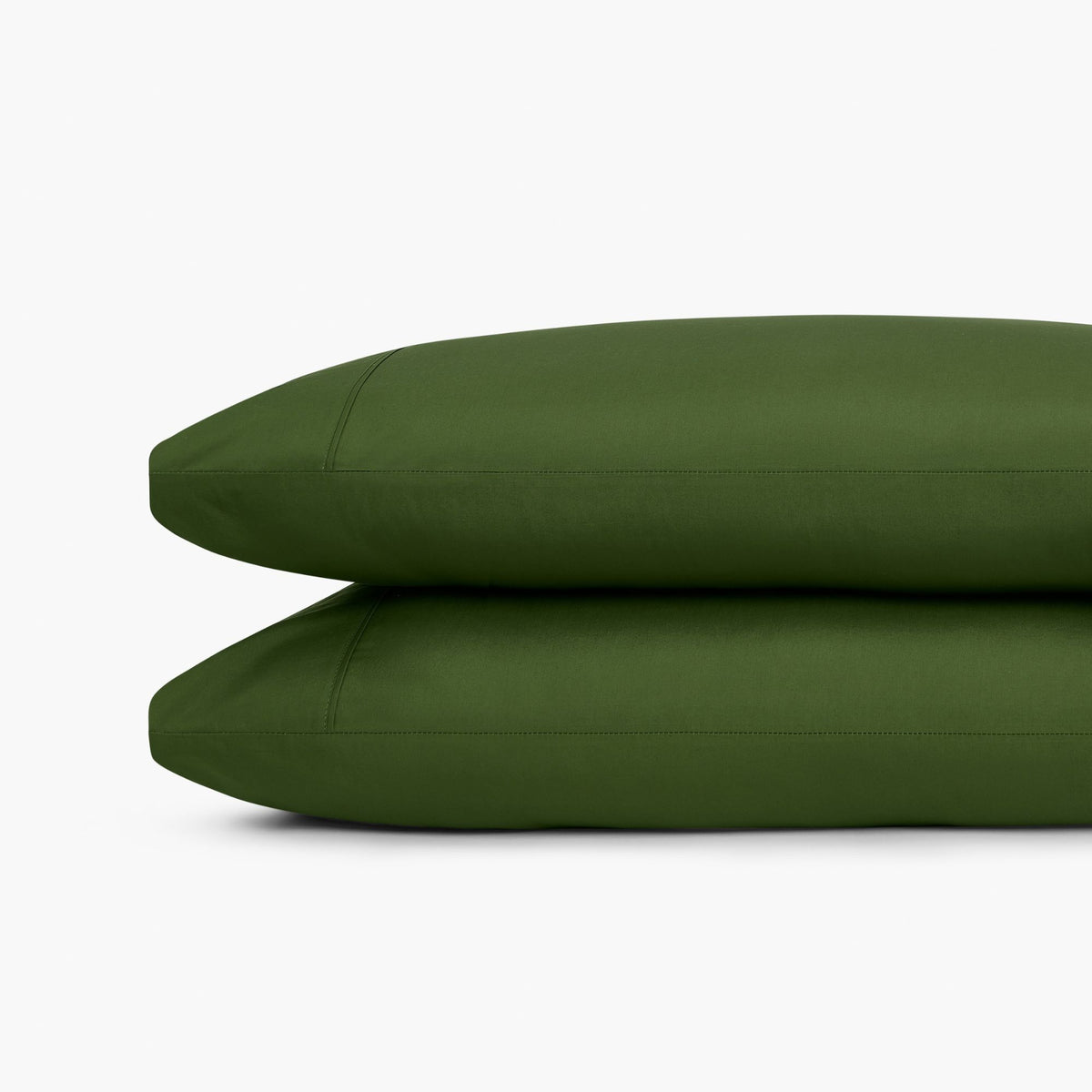organic cotton percale pillowcase set forest green detail