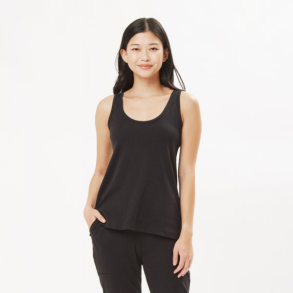 organic cotton hemp border tank top ブラック organic-cotton-swing-tank-top-