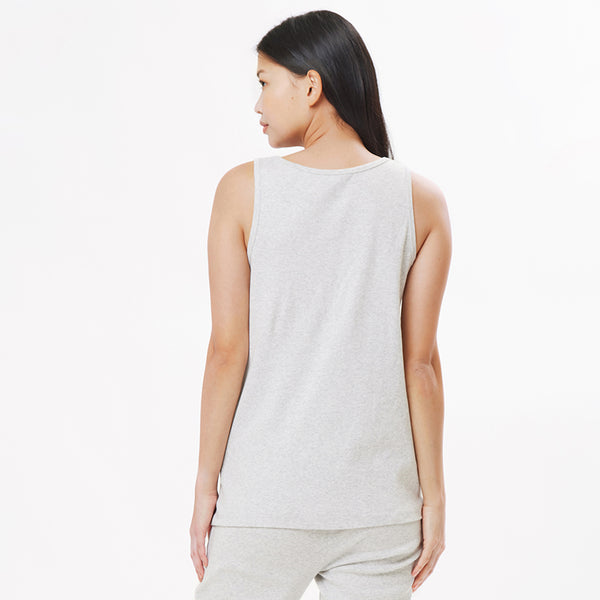 organic cotton light gray flowy swing tank top back