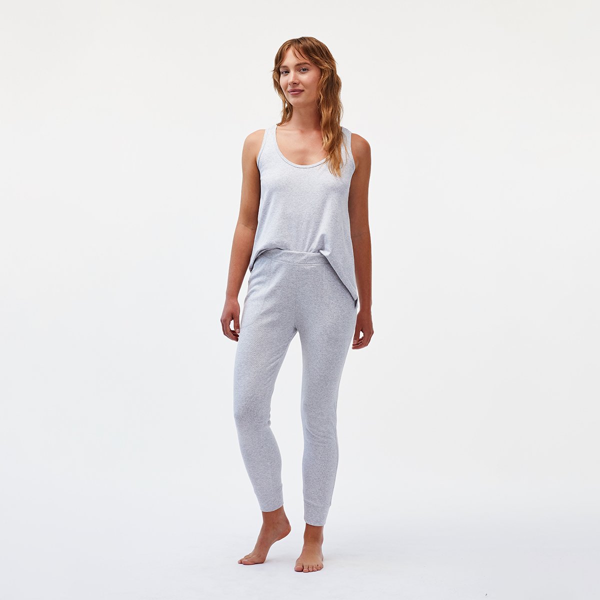 organic cotton charcoal gray tapered leg joggers loungewear set
