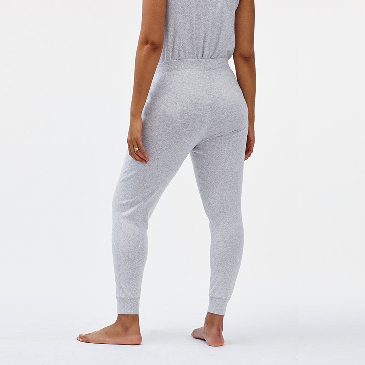 organic cotton charcoal gray tapered leg joggers loungewear bottoms back