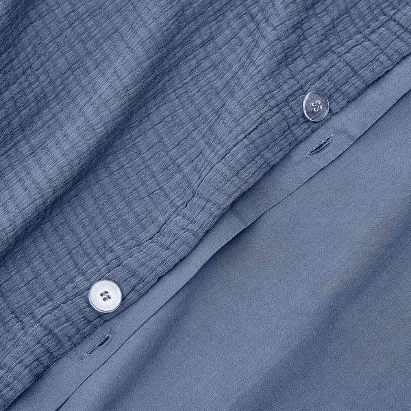 organic crinkle matelasse duvet set ocean detail