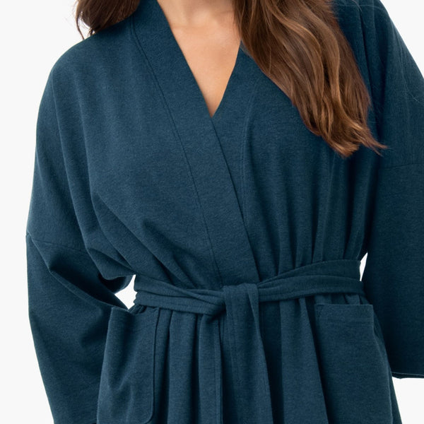 organic short lounge robe teal