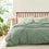 organic cotton crinkle matelasse sage green duvet cover shams set 