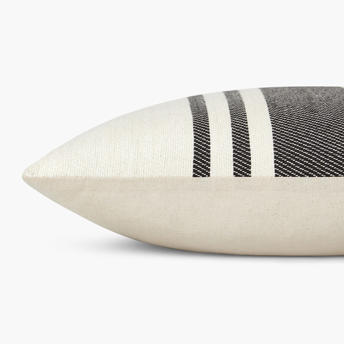 striped handmade pillow raven detail