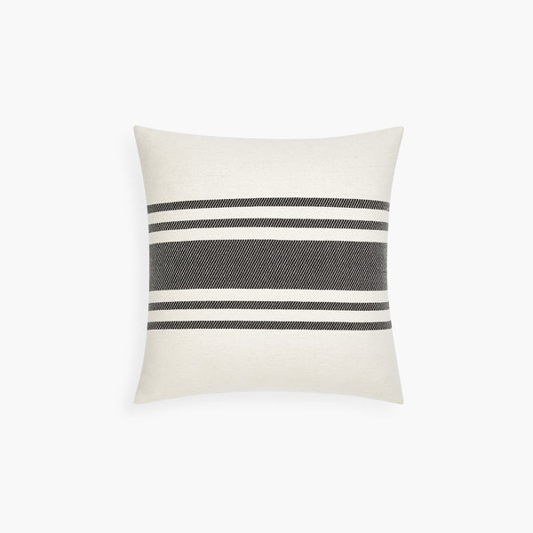 square black and white stripes pillow with cloud and rainbow