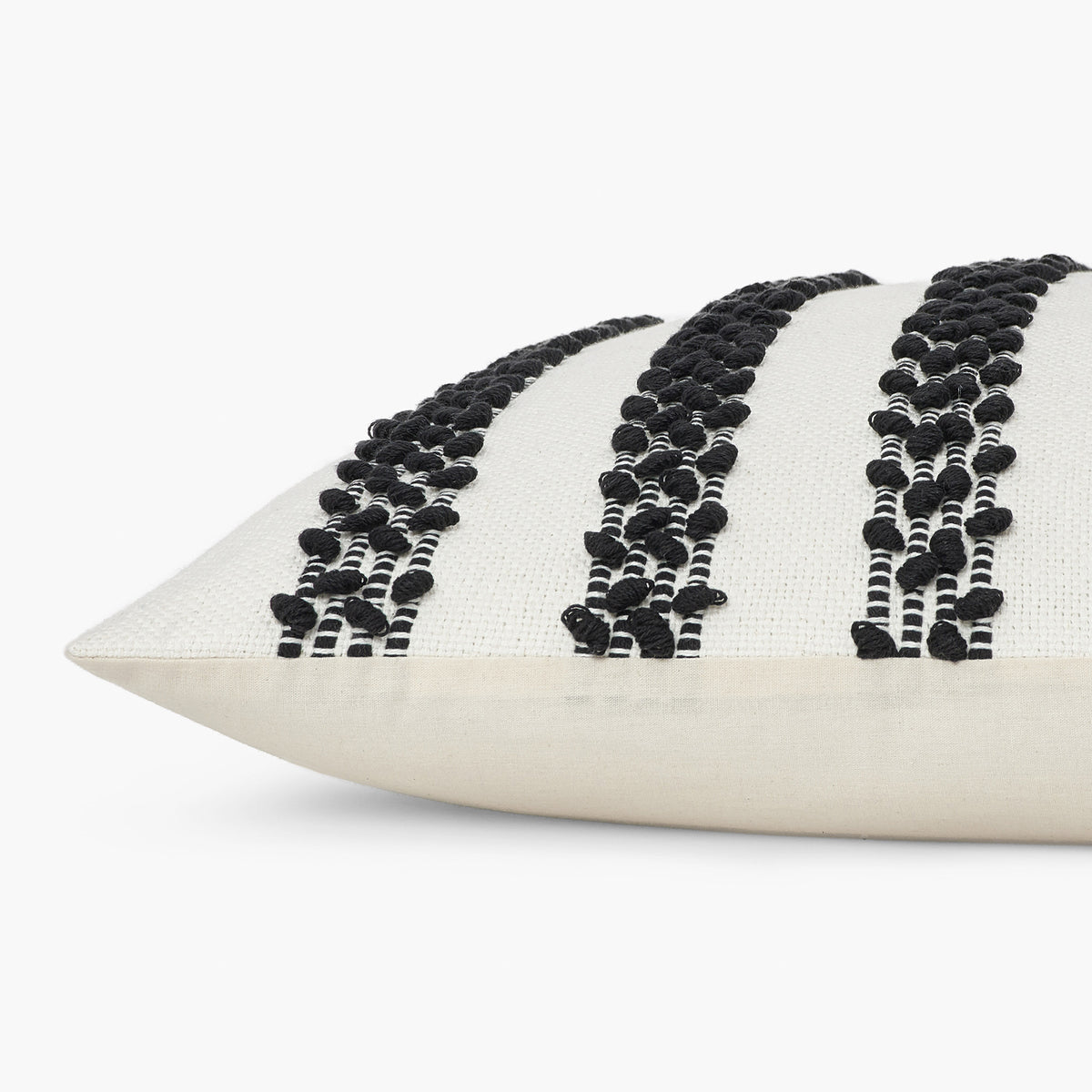 tufted handmade pillow raven detail