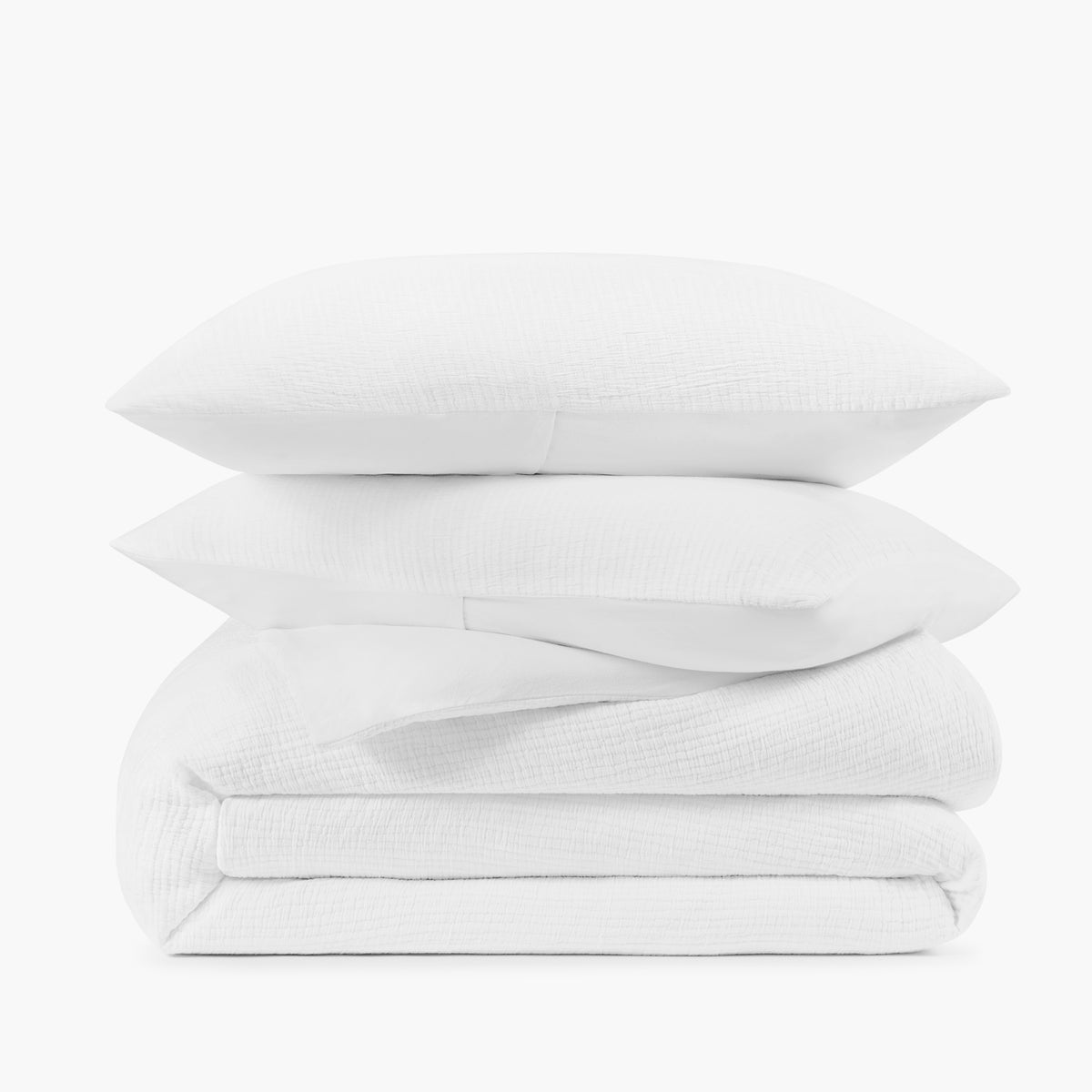 Organic Crinkle Matelasse Duvet Set - White / Queen