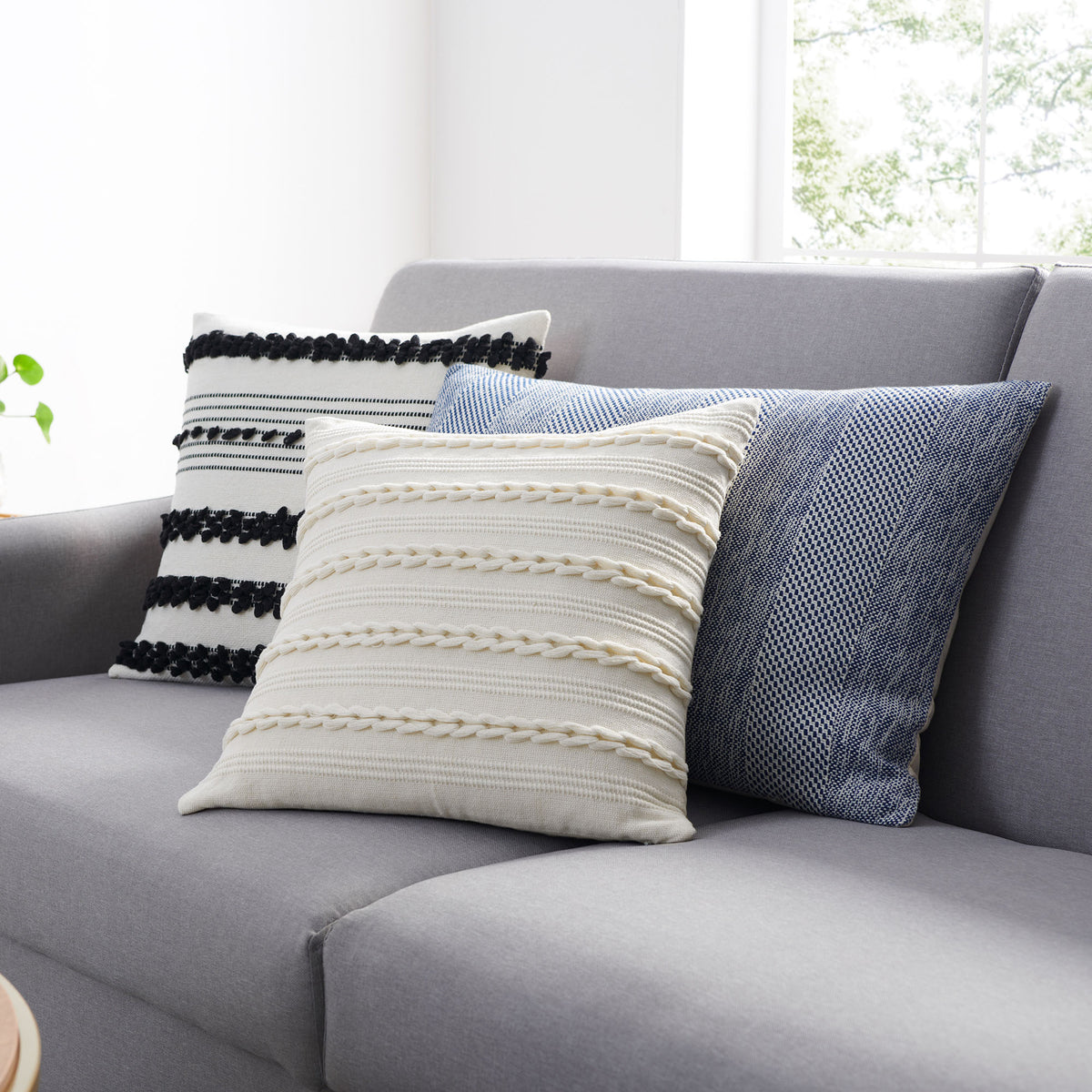 Woven Textured Handmade Pillow - Blue Quartz