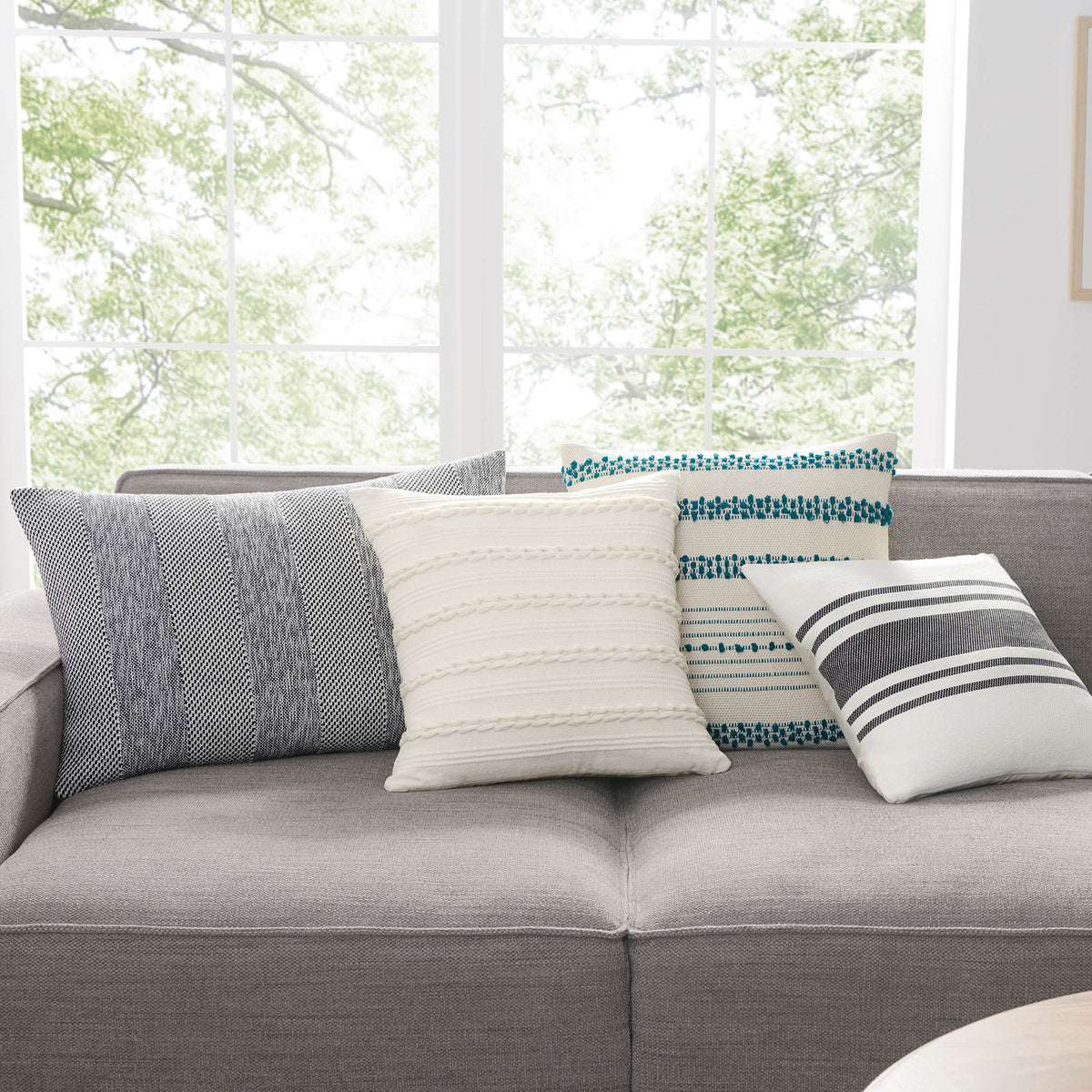 woven textured handmade pillow raven lifestyle 2