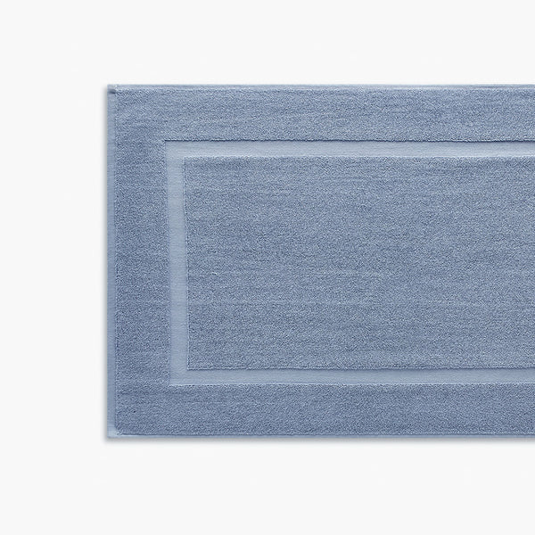 classic chambray blue organic cotton bath mat