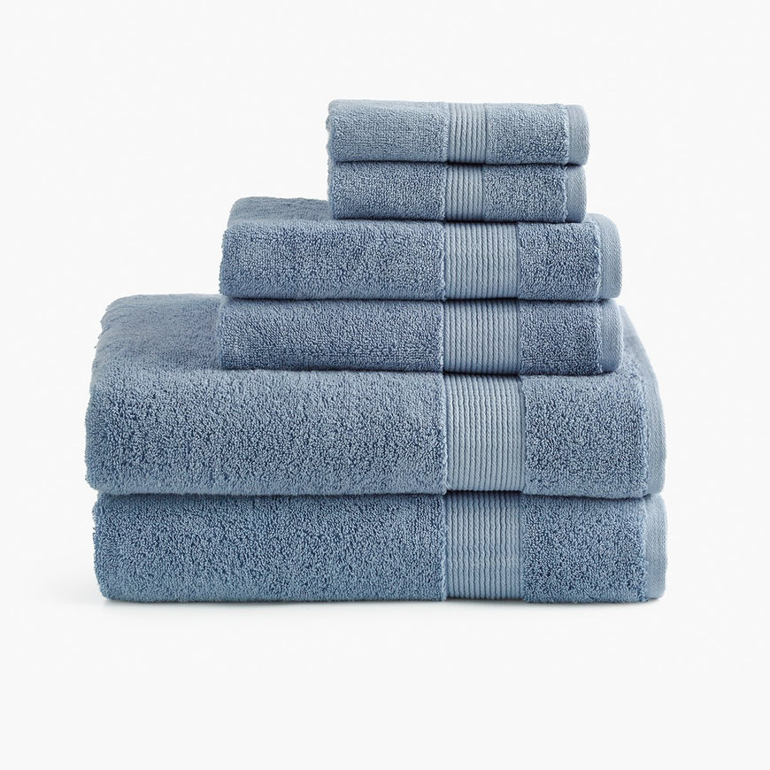 classic chambray blue organic cotton 650 GSM bath towels