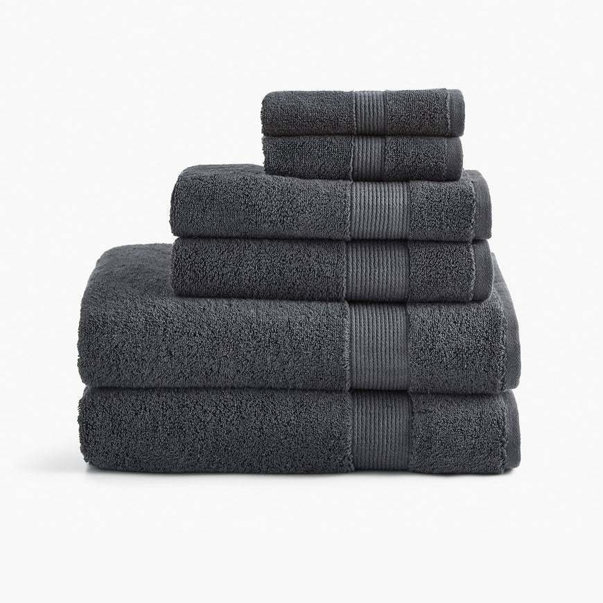 classic charcoal gray organic cotton 650 GSM bath towels bundle