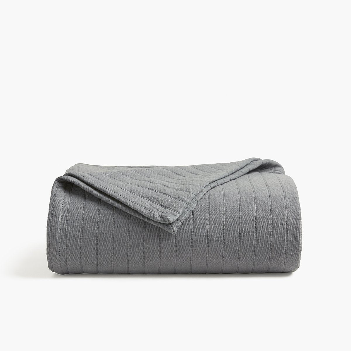 Organic Cotton Channel Stitch Matelasse Blanket Smoke Gray