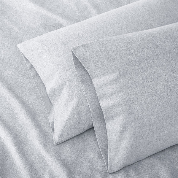 organic cotton bedding heathered grey flannel pillowcases 