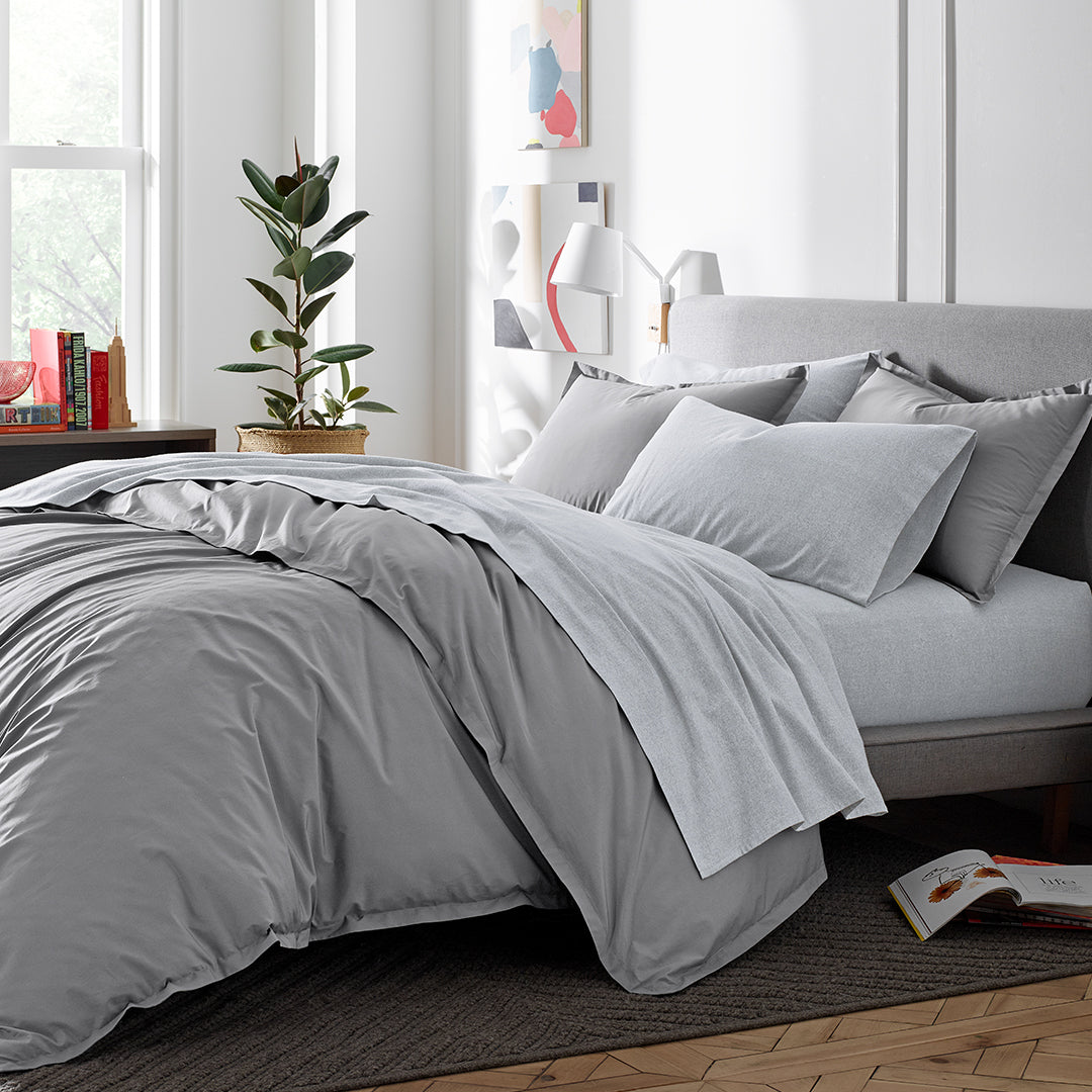 organic cotton bedding natural heathered linen flannel pillowcases 