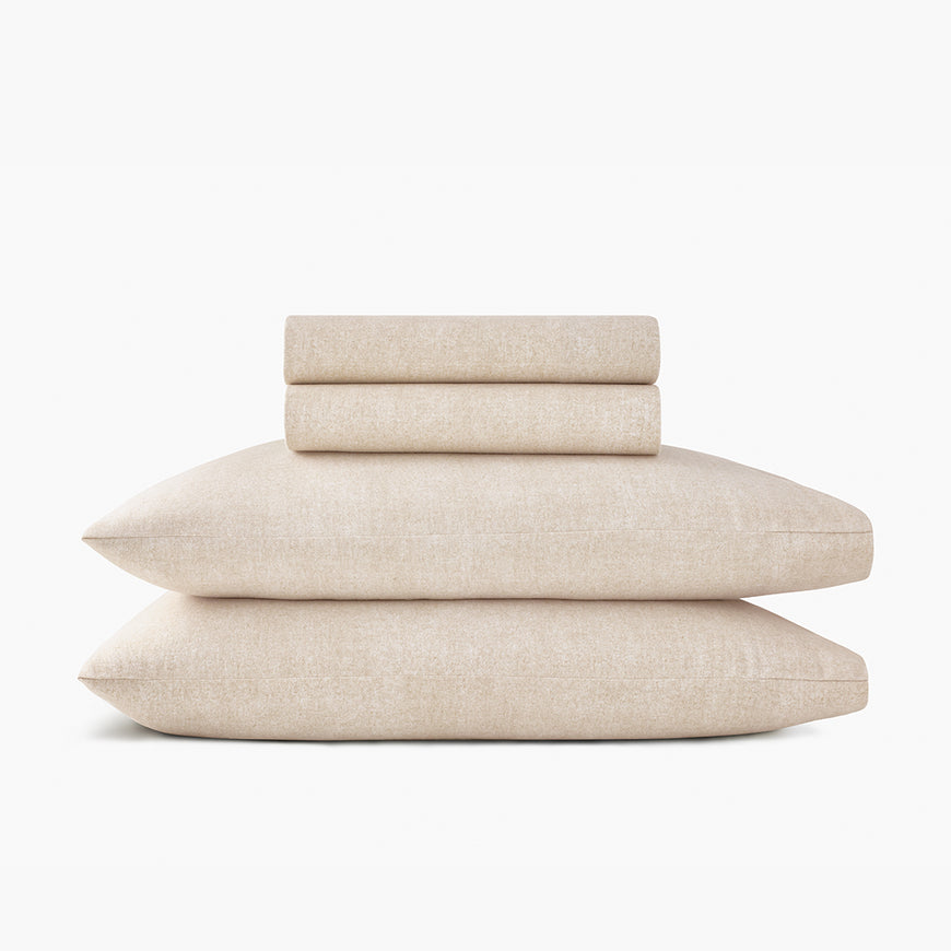 organic cotton bedding natural heathered linen flannel sheets pillowcases set