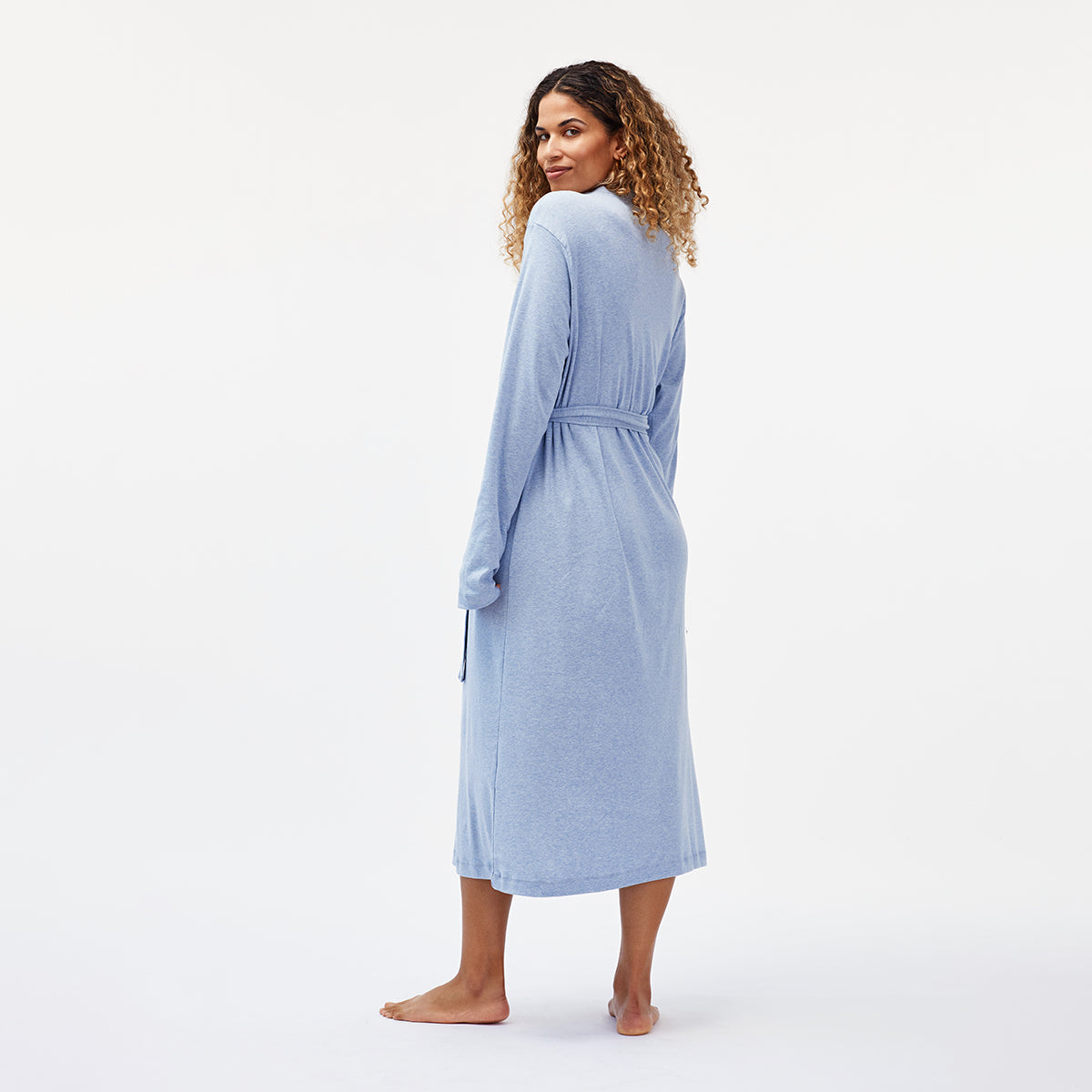 organic cotton loungewear lightweight light blue robe