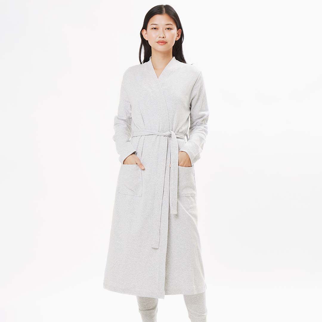 organic cotton loungewear lightweight light gray robe