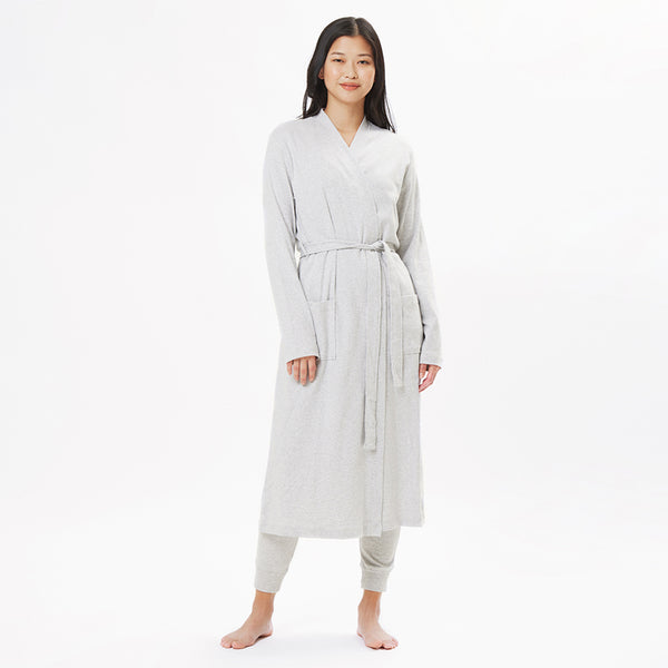organic cotton loungewear lightweight light gray robe