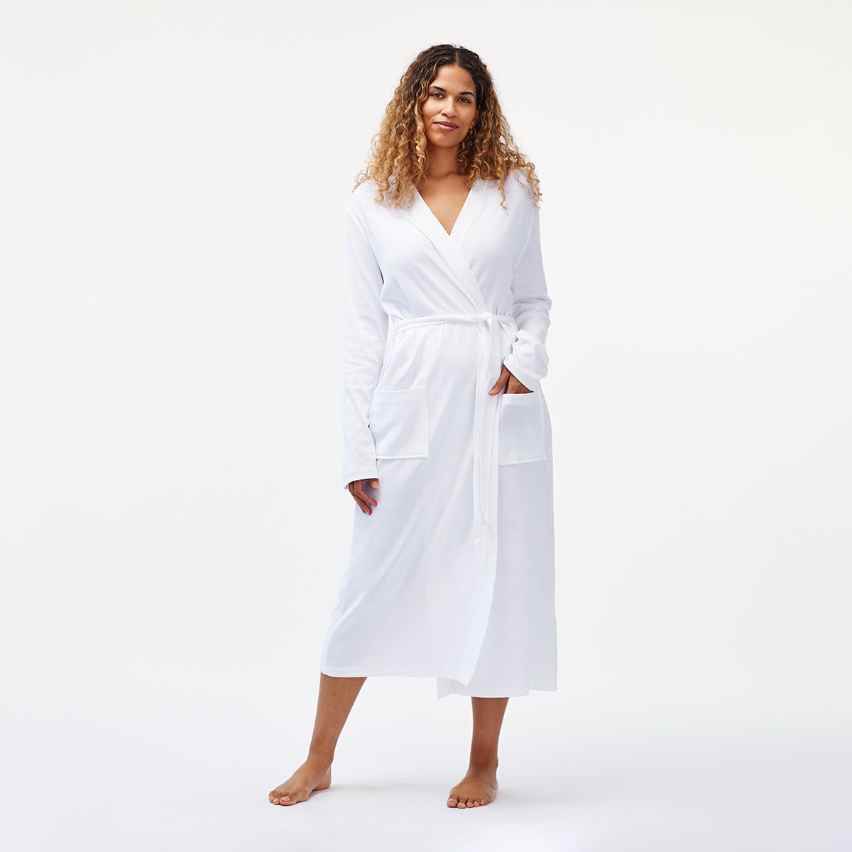 organic cotton loungewear lightweight white robe 