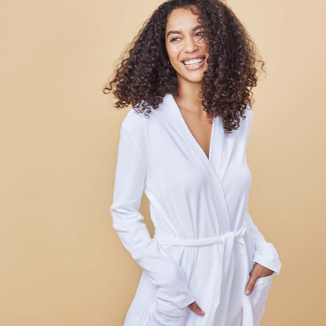 organic cotton loungewear lightweight white robe