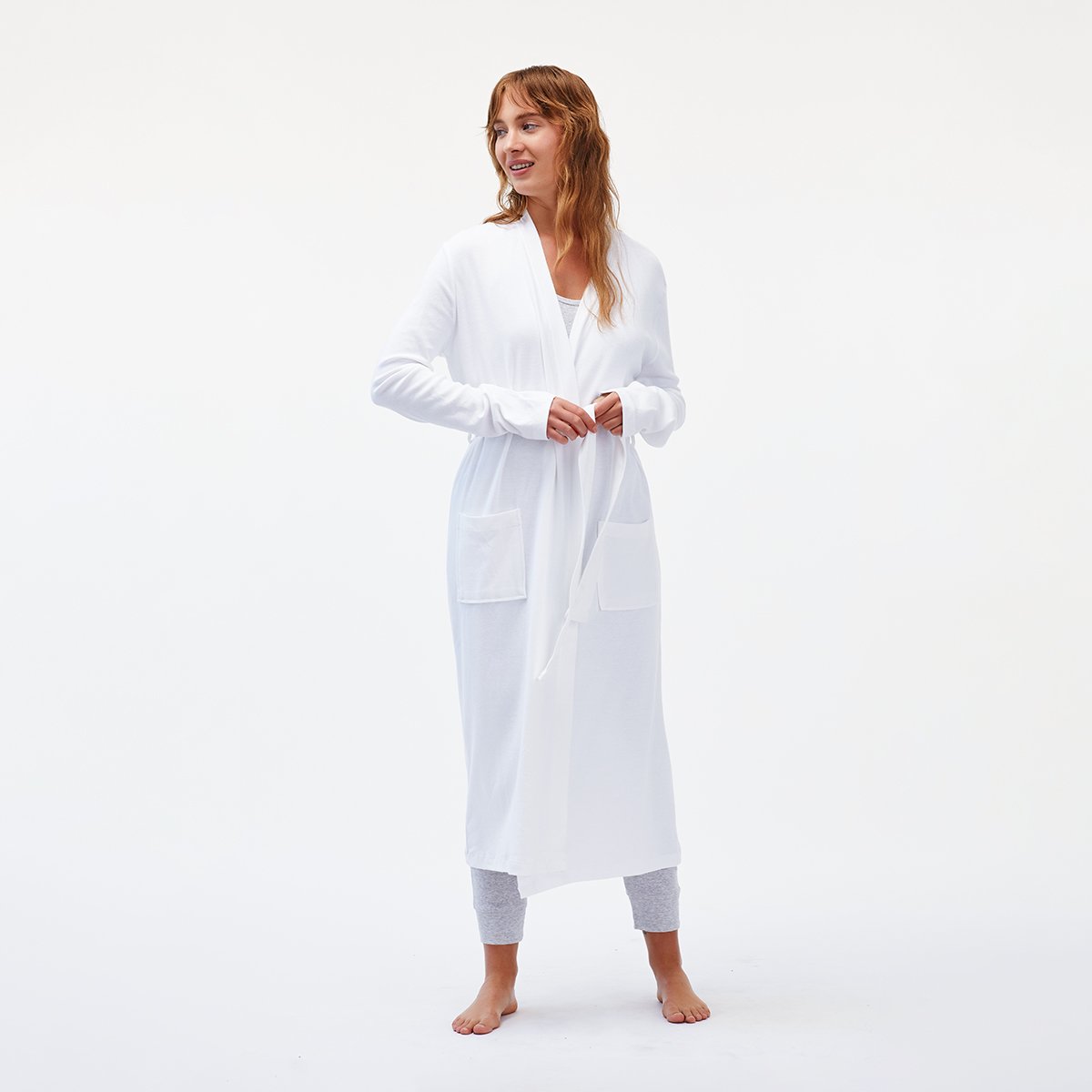 organic cotton loungewear lightweight white robe