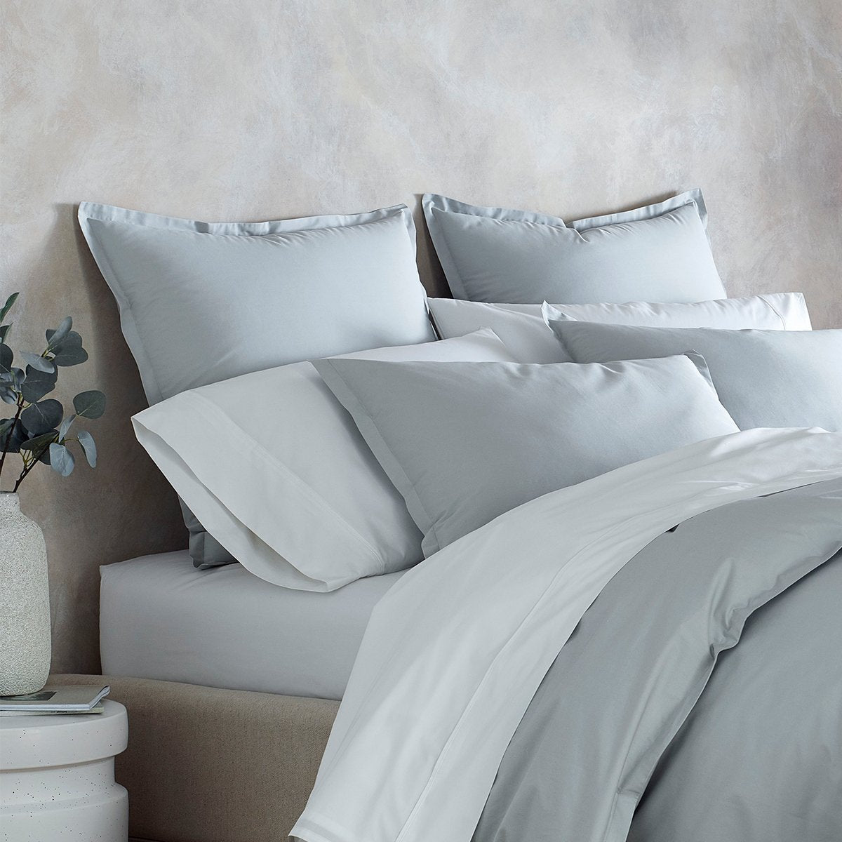 organic cotton percale oyster gray euro pillow shams