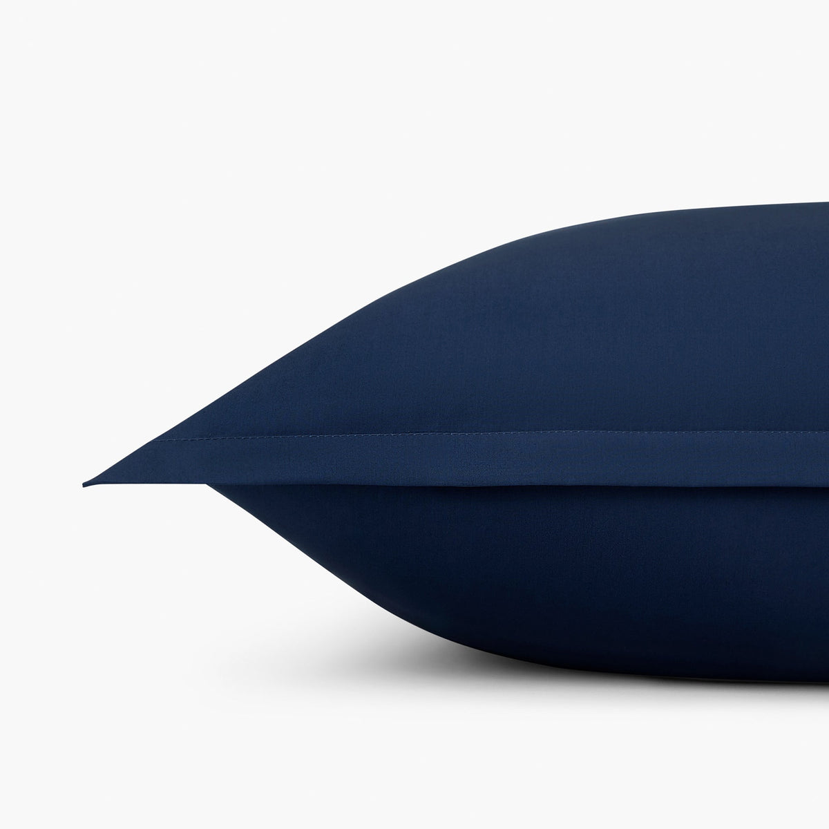 organic cotton percale euro sham deep sea blue detail