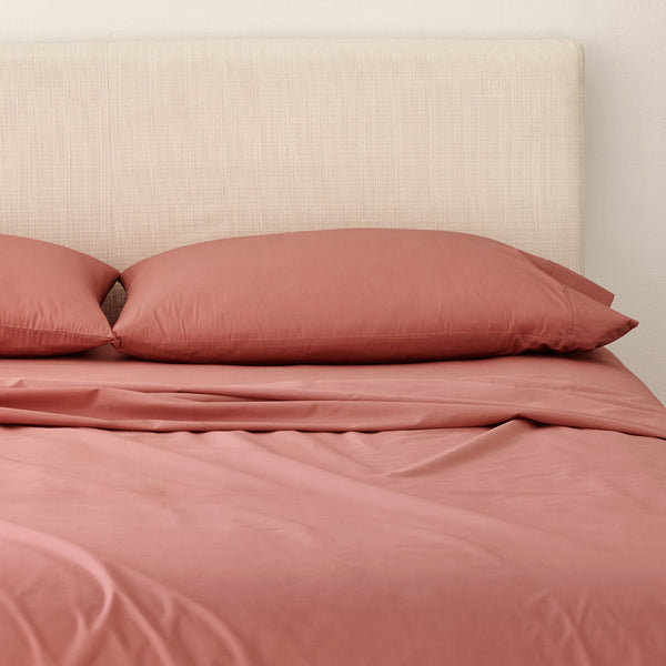 organic cotton percale clay red cooling pillowcases set