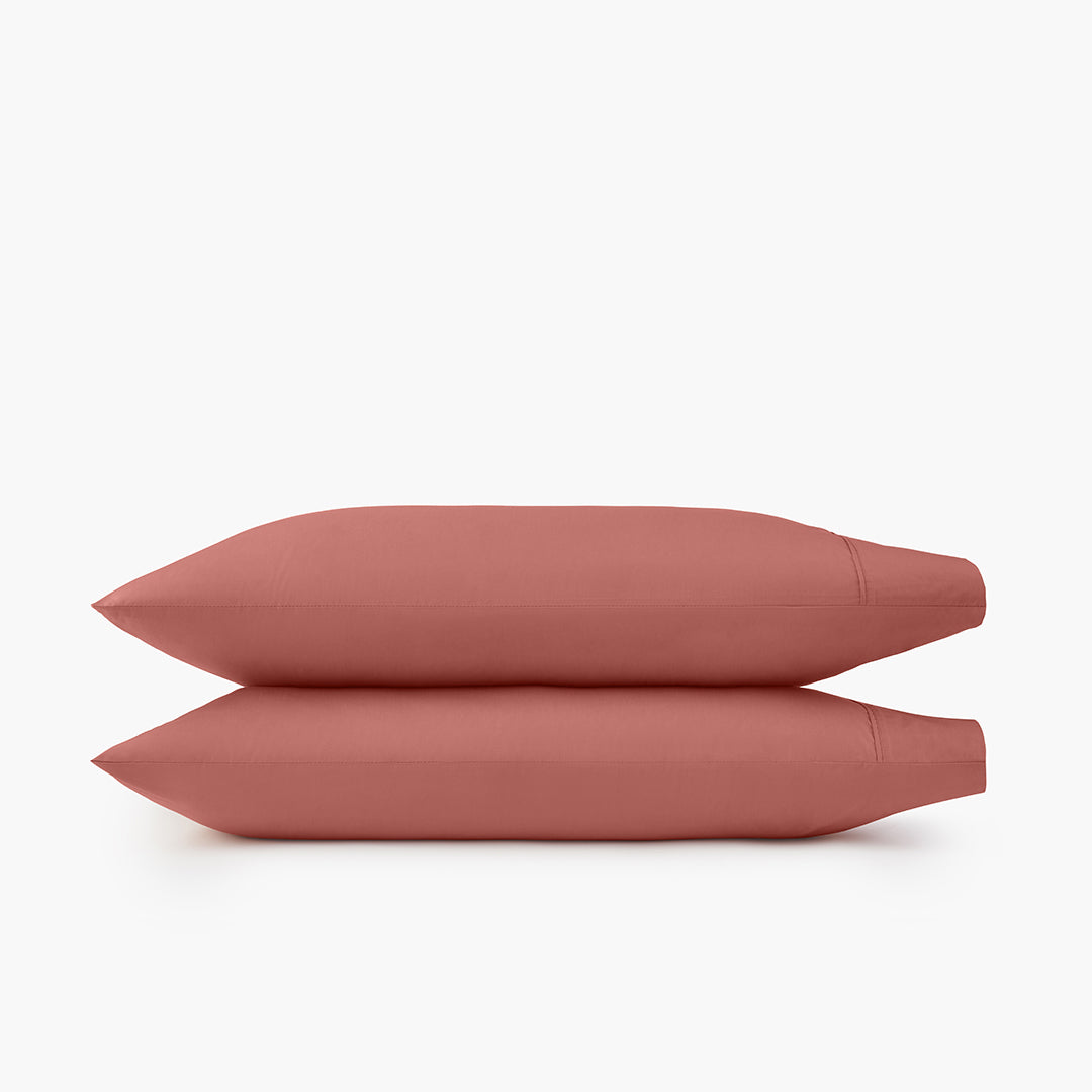 organic cotton percale clay red cooling pillowcases set