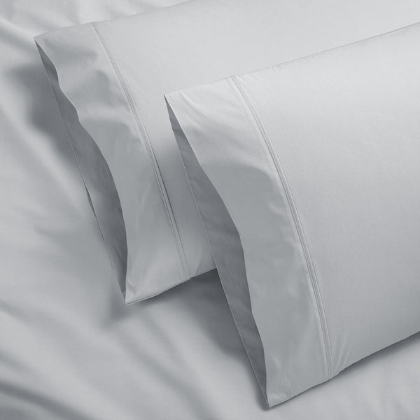 organic cotton percale oyster light gray cooling pillowcases set
